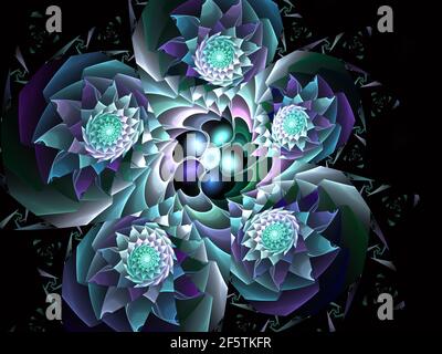 Bunte Blumenmalerei Glas Eindruck kaleidoskopischen Design. Schöne getönte Mosaik-Muster für Kunst Hintergrund, (fraktale Kirche Glasmalerei Abstraa Stockfoto