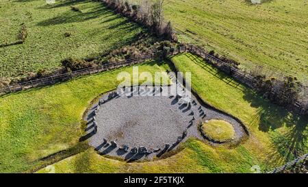 Eine Luftaufnahme des Drumskinney Steinkreises in der Grafschaft Fermanagh, Nordirland Stockfoto