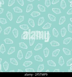 Vektor Pastell blau Muschel verstreuten Muschelschalen wiederholen Muster. Geeignet für Geschenkpapier, Textil und Tapeten. Stock Vektor