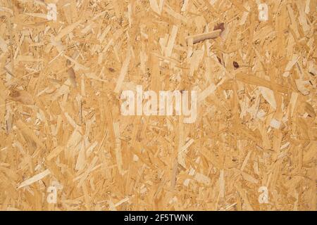 Holzhintergrund, Holzfaserplatte oder Spanplatten Muster, gepresste Holzspäne Hintergrund, Wand aus Holz Stockfoto