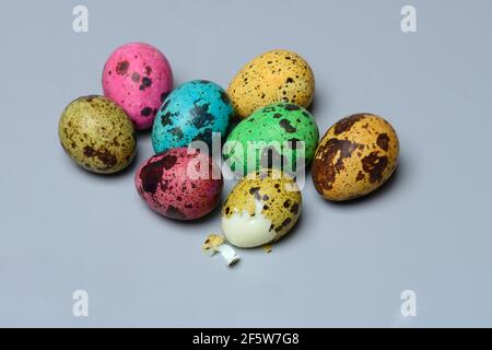 Bunte Wachteleier, Ostereier, Deutschland Stockfoto