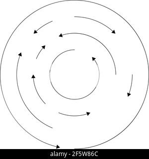 Kreisförmige, konzentrische Pfeile in entgegengesetzter Richtung – Vektorgrafik für Stock, ClipArt-Grafiken Stock Vektor