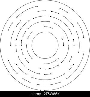 Kreisförmige, konzentrische Pfeile in entgegengesetzter Richtung – Vektorgrafik für Stock, ClipArt-Grafiken Stock Vektor