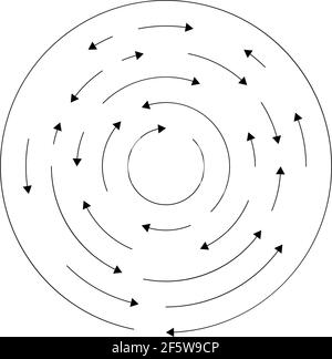 Kreisförmige, konzentrische Pfeile in entgegengesetzter Richtung – Vektorgrafik für Stock, ClipArt-Grafiken Stock Vektor