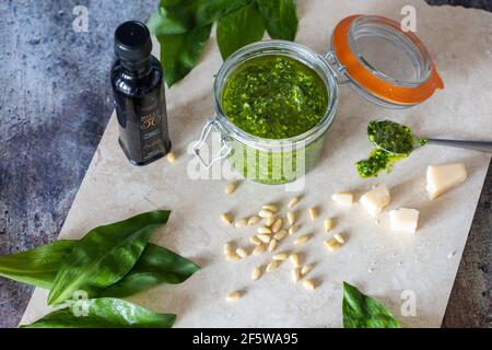 Bärlauch-pesto Stockfoto