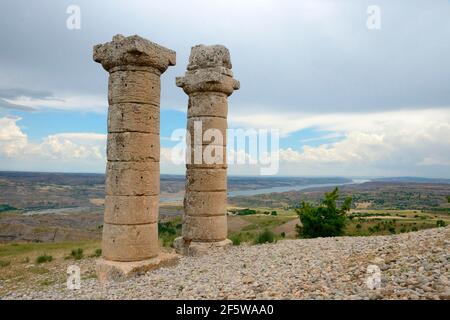 Karakus Tumulus, Anatolien, Kahta, Adiyaman, Commagene, Commagene Kultur, Mithridates, 1 Jahrhundert B.C., östliche Terrasse vom Karakus Hügel Stockfoto