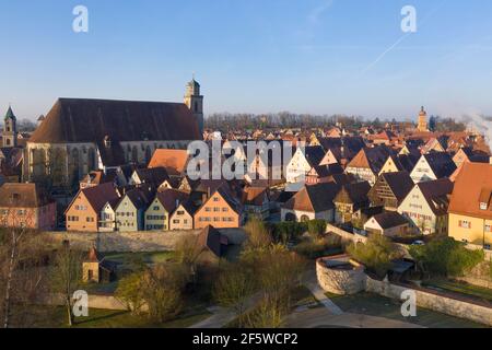 Luftbild mittelalterliche Stadt Dinkelsbühl mit Dom St, Georg, Landkreis Ansbach, Mittelfranken, Romantikstraße, Franken, Bayern, Deutschland Stockfoto