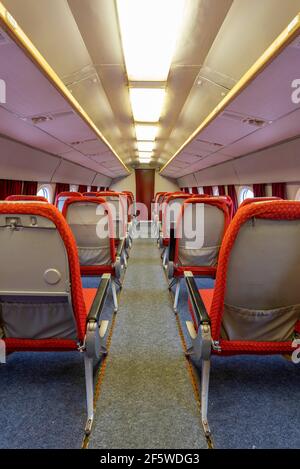 Tupolev 134, Flugzeug innen, sowjetisches Passagierflugzeug, Magdeburg, Sachsen-Anhalt, Deutschland Stockfoto