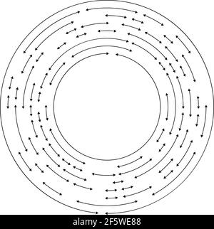 Kreisförmige, konzentrische Pfeile in entgegengesetzter Richtung – Vektorgrafik für Stock, ClipArt-Grafiken Stock Vektor