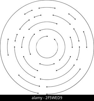 Kreisförmige, konzentrische Pfeile in entgegengesetzter Richtung – Vektorgrafik für Stock, ClipArt-Grafiken Stock Vektor