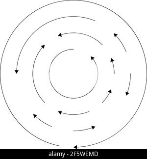 Kreisförmige, konzentrische Pfeile in entgegengesetzter Richtung – Vektorgrafik für Stock, ClipArt-Grafiken Stock Vektor