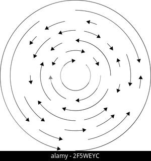 Kreisförmige, konzentrische Pfeile in entgegengesetzter Richtung – Vektorgrafik für Stock, ClipArt-Grafiken Stock Vektor