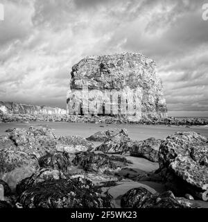 Marsden Rock ist ein Meeresstapel, der an der Nordostküste Englands in der Nähe von Whitburn, Sunderland in Tyne und Wear steht. Stockfoto