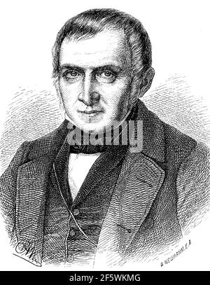 Christian Gottfried Ehrenberg, 19. 1795. Bis 27. April. Juni 1876, war ein sächsisch-preußischer, deutscher Zoologe, Mikrobiologe, Ökologe und Geologe und zählt zu den bekanntesten und produktivsten Wissenschaftlern seiner Zeit, Historisch, historisch, digital verbesserte Reproduktion eines Originals aus dem 19th. Jahrhundert / digitale Reproduktion einer Originalvorlage aus dem 19. Jahrhundert, Stockfoto