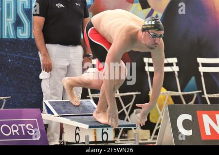 Jérémy Stravius von Etoiles 92, Finale B 50 m Schmetterling Männer während der FFN Golden Tour Camille Muffat 2021, Schwimmen olympischen und europäischen Auswahlen am 20. März 2021 im Cercle des Nageurs de Marseille in Marseille, Frankreich - Foto Laurent Lairys / DPPI Stockfoto