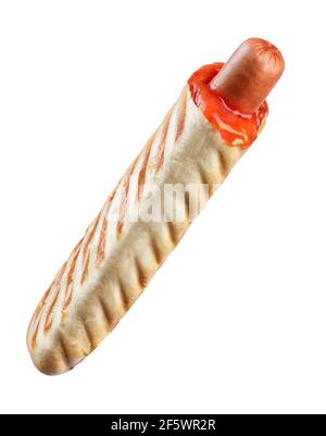 französisch Hot Dog isoliert auf weißem Hintergrund Stockfoto