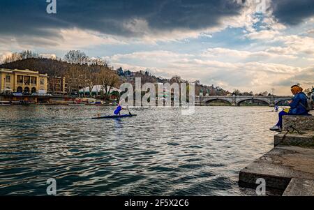 Turin, Italien. März 2021, 27th. Italien Piemont Turin - Valentino Park - Turin Kajak und Kanu Marathone Credit: Realy Easy Star/Alamy Live News Stockfoto