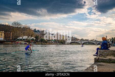 Turin, Italien. März 2021, 27th. Italien Piemont Turin - Valentino Park - Turin Kajak und Kanu Marathone Credit: Realy Easy Star/Alamy Live News Stockfoto