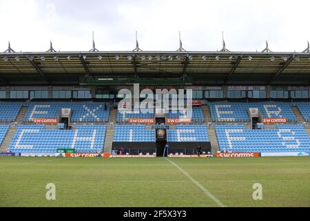 Exeter, Großbritannien. März 2021, 27th. Beendet Chiefs Sitze während des Allianz Premier 15s Spiels zwischen Exeter Chiefs und Loughborough Lightning im Sandy Park in Exeter, England Credit: SPP Sport Press Photo. /Alamy Live Nachrichten Stockfoto