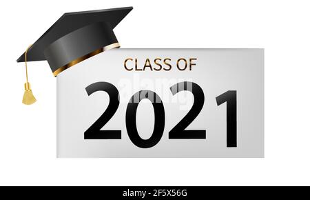 Klasse 2021. Graduation Design für Gratulation Veranstaltung, Party, High School oder College-Absolvent Stock Vektor