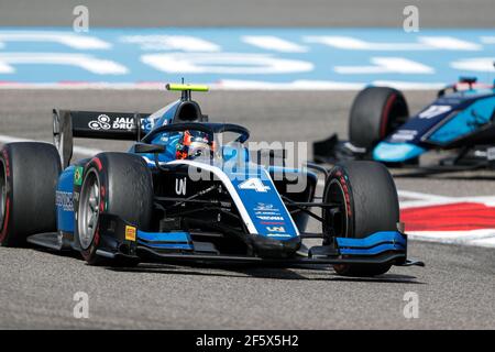 04 Drugovich Felipe (BRA), UNI-Virtuosi Racing, Dallara F2, Aktion während des 1st. Laufs der FIA Formel 2 Meisterschaft 2021 vom 26. Bis 28. März 2021 auf dem Bahrain International Circuit, in Sakhir, Bahrain - Foto Frédéric Le Floc?h / DPPI Stockfoto