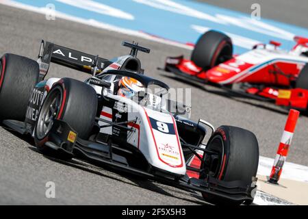 09 Lundgaard Christian (dnk), ART Grand Prix, Dallara F2, Aktion während der 1st Runde der FIA Formel 2 Meisterschaft 2021 vom 26. Bis 28. März 2021 auf dem Bahrain International Circuit, in Sakhir, Bahrain - Foto Frédéric Le Floc?h / DPPI Stockfoto