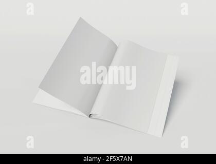 3D Abbildung. Magazinmockup öffnen. Stockfoto