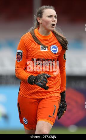 Crawley, Großbritannien. März 2021, 28th. Megan Walsh of Brighton während des FA Women's Super League Match zwischen Brighton & Hove Albion Women und Everton Women im People's Pension Stadium am 28th 2021. März in Crawley, Großbritannien Credit: Paul Terry Credit: Paul Terry Foto/Alamy Live News Stockfoto