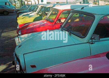 Autos aus der DDR zu Besuch, 17. November 1989, nur eine Woche nach dem Fall der Berliner Mauer, Bamberg, Franken, Bayern, Deutschland Stockfoto