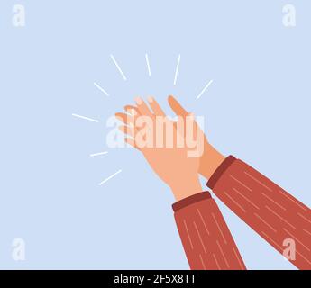 Menschliche Hände klatschen. Applaudierende Hände. Ausdruck von Anerkennung, Bewunderung, Unterstützung, Dankbarkeit, Anerkennung. Vektorgrafik im flachen Stil Stock Vektor