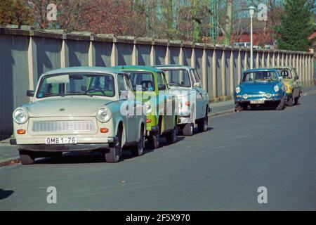 Autos aus der DDR zu Besuch, 17. November 1989, nur eine Woche nach dem Fall der Berliner Mauer, Bamberg, Franken, Bayern, Deutschland Stockfoto