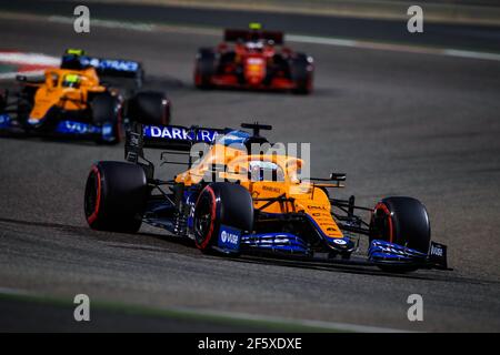 RICCIARDO Daniel (aus), McLaren MCL35M, NORRIS Lando (gbr), McLaren MCL35M, Aktion während des Formel 1 Gulf Air Bahrain Grand Prix 2021 vom 26. Bis 28. März 2021 auf dem Bahrain International Circuit, in Sakhir, Bahrain - Foto Florent Gooden / DPPI / LiveMedia Stockfoto