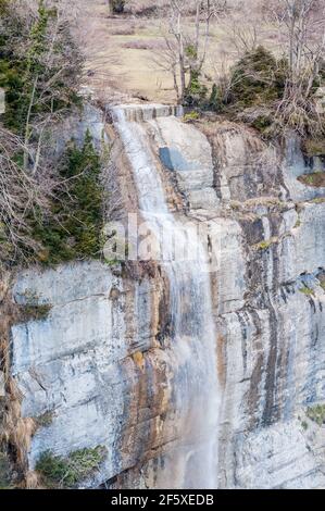 Wasserfall von El Sallent, Sant Privat d'en Bas, Garrtoxa, Katalonien, Spanien Stockfoto