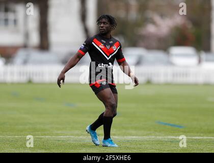 Rosslyn Park, London, Großbritannien. März 2021, 28th. Betfred Challenge Cup, Rugby League, London Broncos Versus York City Knights; Gideon Boafo of London Broncos Credit: Action Plus Sports/Alamy Live News Stockfoto