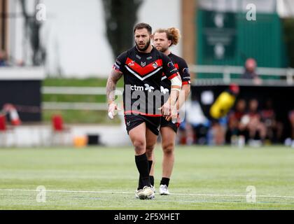 Rosslyn Park, London, Großbritannien. März 2021, 28th. Betfred Challenge Cup, Rugby League, London Broncos Versus York City Knights; Romain Navarrete of London Broncos Kredit: Action Plus Sport/Alamy Live News Stockfoto