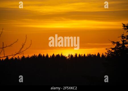 Factoria bei Sonnenuntergang am sonnigen Tag. Stockfoto