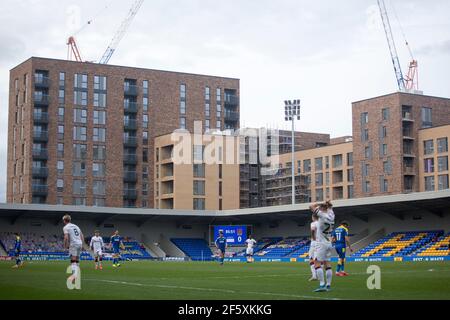 LONDON, GROSSBRITANNIEN. MÄRZ 27th Plough Lane im Rahmen des Sky Bet League 1-Spiels zwischen AFC Wimbledon und Northampton Town am Samstag, den 27th. März 2021 in der Plough Lane, Wimbledon. (Quelle: Federico Maranesi) Quelle: MI News & Sport /Alamy Live News Stockfoto