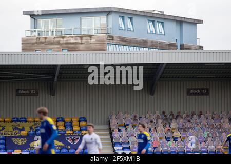 LONDON, GROSSBRITANNIEN. MÄRZ 27th Plough Lane im Rahmen des Sky Bet League 1-Spiels zwischen AFC Wimbledon und Northampton Town am Samstag, den 27th. März 2021 in der Plough Lane, Wimbledon. (Quelle: Federico Maranesi) Quelle: MI News & Sport /Alamy Live News Stockfoto