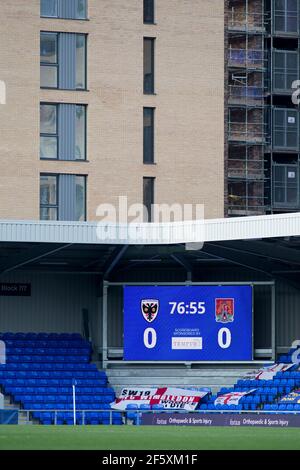 LONDON, GROSSBRITANNIEN. MÄRZ 27th Plough Lane im Rahmen des Sky Bet League 1-Spiels zwischen AFC Wimbledon und Northampton Town am Samstag, den 27th. März 2021 in der Plough Lane, Wimbledon. (Quelle: Federico Maranesi) Quelle: MI News & Sport /Alamy Live News Stockfoto