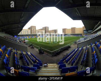 LONDON, GROSSBRITANNIEN. MÄRZ 27th Plough Lane im Rahmen des Sky Bet League 1-Spiels zwischen AFC Wimbledon und Northampton Town am Samstag, den 27th. März 2021 in der Plough Lane, Wimbledon. (Quelle: Federico Maranesi) Quelle: MI News & Sport /Alamy Live News Stockfoto