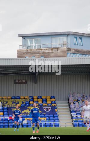 LONDON, GROSSBRITANNIEN. MÄRZ 27th Plough Lane im Rahmen des Sky Bet League 1-Spiels zwischen AFC Wimbledon und Northampton Town am Samstag, den 27th. März 2021 in der Plough Lane, Wimbledon. (Quelle: Federico Maranesi) Quelle: MI News & Sport /Alamy Live News Stockfoto