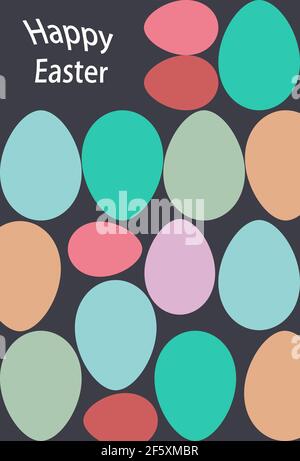 Frohe Ostern bunte Eier Anordnung auf dunklem Hintergrund. Eine richtig gestaltete Osterei Illustration. Stock Vektor