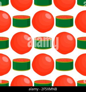 Illustration zum Thema große Muster identische Arten Fisch Kaviar, Ei gleiche Größe. Eiermuster aus frischem Fischkaviar für farbigen Druck auf Wallpa Stock Vektor