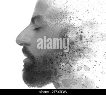 Ein enigmatisches Pfrofile-Porträt eines Mannes Stockfoto