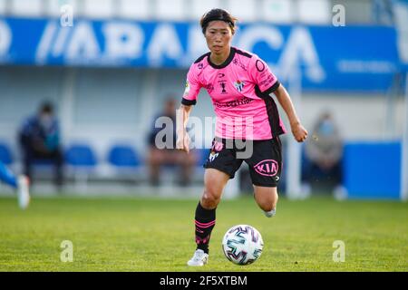 Coruna, Spanien. Yoko Tanaka von Sporting de Huelva während des Iberdrola League-Spiels zwischen Deportivo de la Coruña und Sporting de Huelva Stockfoto