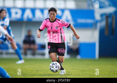 Coruna, Spanien. Yoko Tanaka von Sporting de Huelva während des Iberdrola League-Spiels zwischen Deportivo de la Coruña und Sporting de Huelva Stockfoto