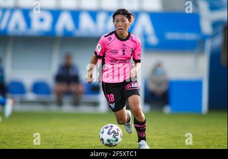 Coruna, Spanien. Yoko Tanaka von Sporting de Huelva während des Iberdrola League-Spiels zwischen Deportivo de la Coruña und Sporting de Huelva Stockfoto