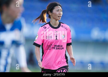 Coruna, Spanien. Yoko Tanaka von Sporting de Huelva während des Iberdrola League-Spiels zwischen Deportivo de la Coruña und Sporting de Huelva Stockfoto