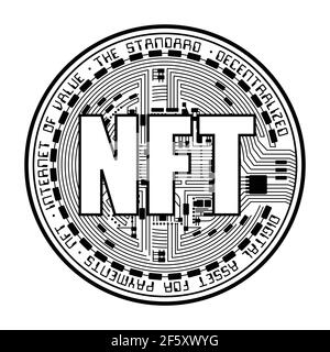 Kryptowährung Münze NFT Umriss Stock Vektor