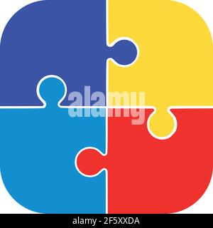 Farbige Ikone in Form eines Puzzles mit Farben Symbolisch für Autismus Stock Vektor